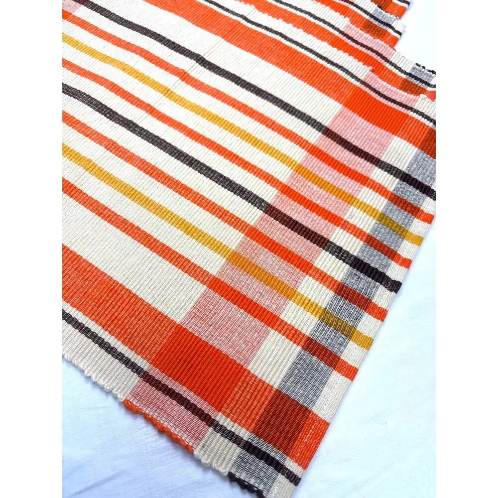 Ribbed Cotton Placemats Heavy-duty Woven Plaid Fall-themed Colors Set of Six